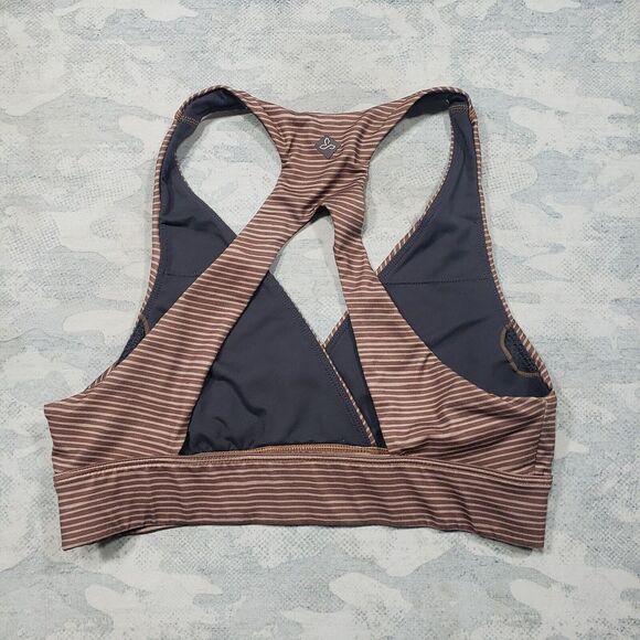 PrAna Locana Sports Bra Womens Small Brown Striped Active - Picture 4 of 7